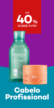 Produtos de cabelo profissional com destaque promocional at&eacute; 40% sobre pre&ccedil;o de Venda ao P&uacute;blico Recomendado